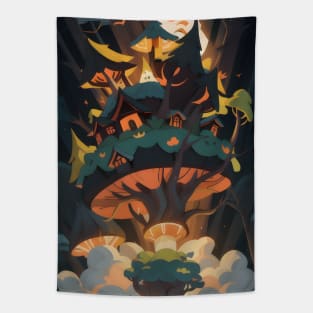 Halloween Dwarf Village Kawaii Style Tapestry