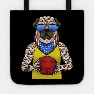 Dog animal playing basketball Tote