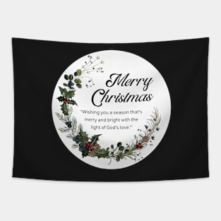 Merry Christmas Round Sticker 23 Tapestry