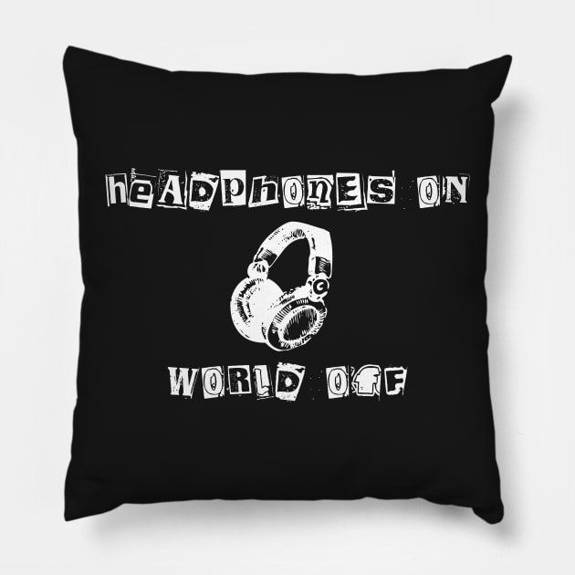 Headphone On World Off White Pillow by ariel161