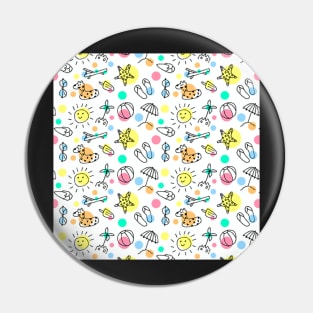 Summer Vacation Prints on White Background Happy Inspirational Design Cute Vacation Beach Wear & Gifts Pin