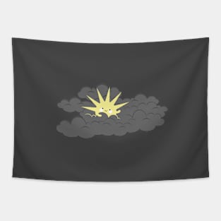 Happy sun in a sea of gray clouds Tapestry