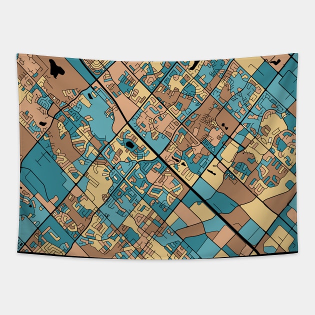 Brampton Map Pattern in Mid Century Pastel Tapestry by PatternMaps