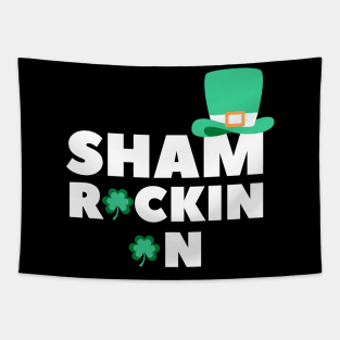 Sham Rockin On. Funny Shamrock St Patricks Day Design. Rock On on St Paddys Day. Tapestry