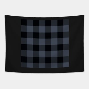 Blue Charcoal Giant Gingham by Suzy Hager    Black & Blue Tapestry