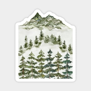 Watercolor Pine Forest Landscape Magnet