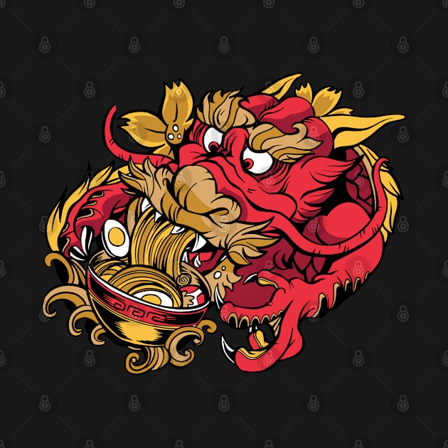 Dragon Eating Ramen by OnepixArt