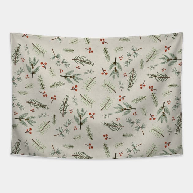 Christmas Tree Pattern - Light Theme Tapestry by Travel Theory