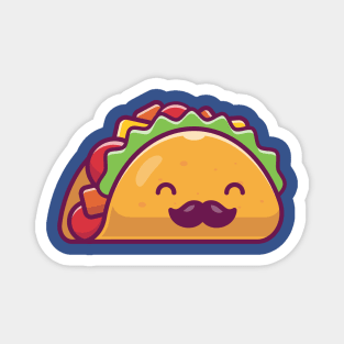 Cute Mustache Taco Cartoon Magnet