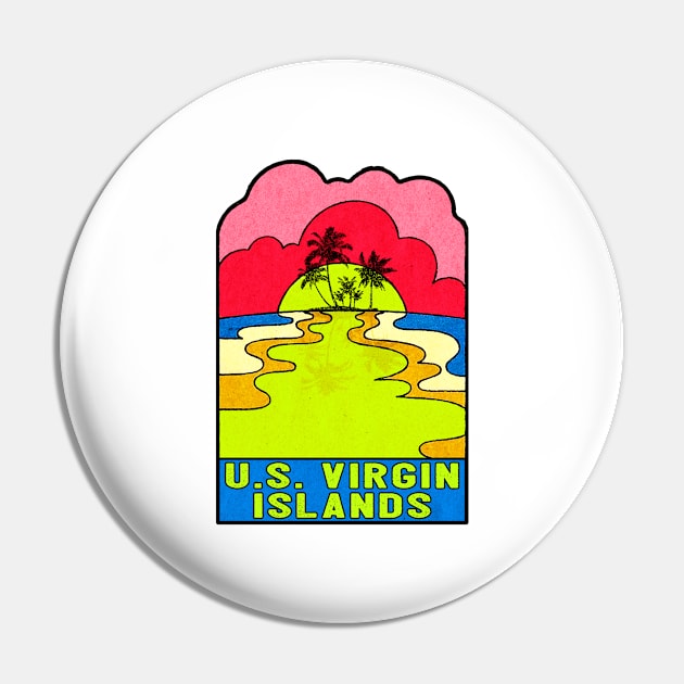 U.S. Virgin Islands Groovy Sunset 70's Hippie Hippy Vintage United States Pin by DD2019