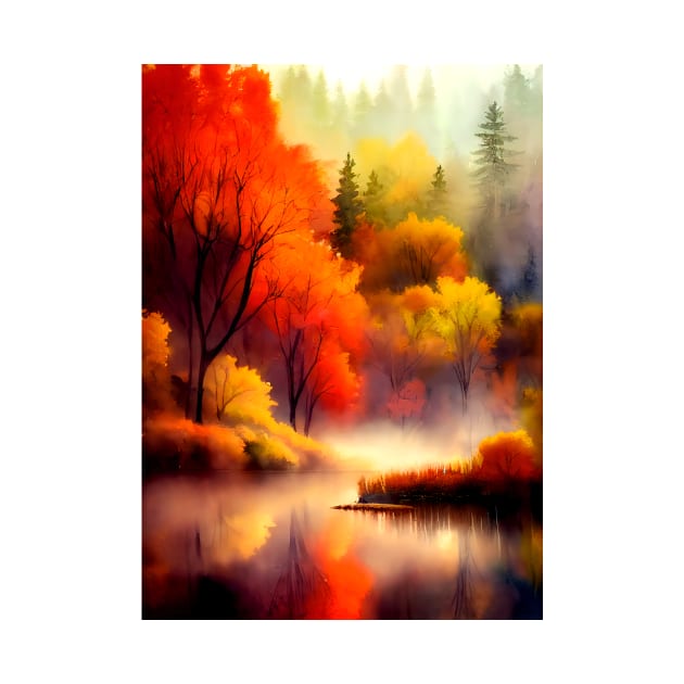 Colorful Autumn Landscape Watercolor 5 by redwitchart