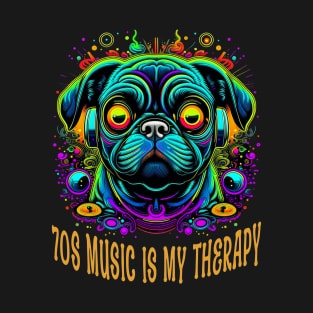 Psychedelic Pug Beats: A 70s Retro Tribute T-Shirt