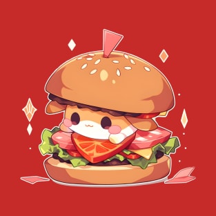 Super Kawaii Chibi Burger Kun - Cute Food Art T-Shirt