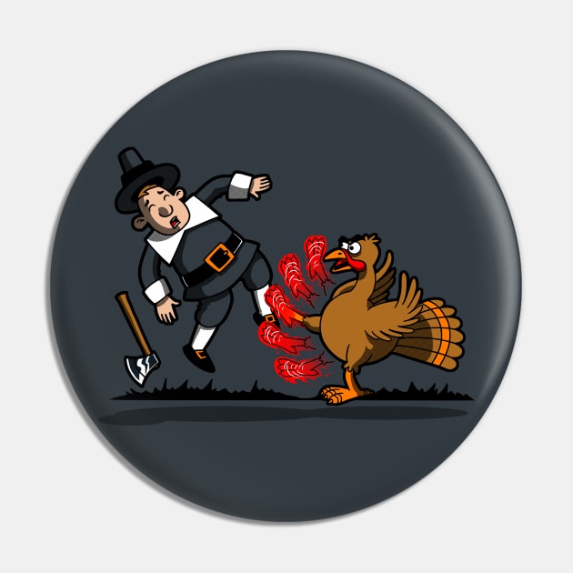 Retaliation Street Fighting Inspired Funny Thanksgiving Day Turkey Cartoon Pin by BoggsNicolas