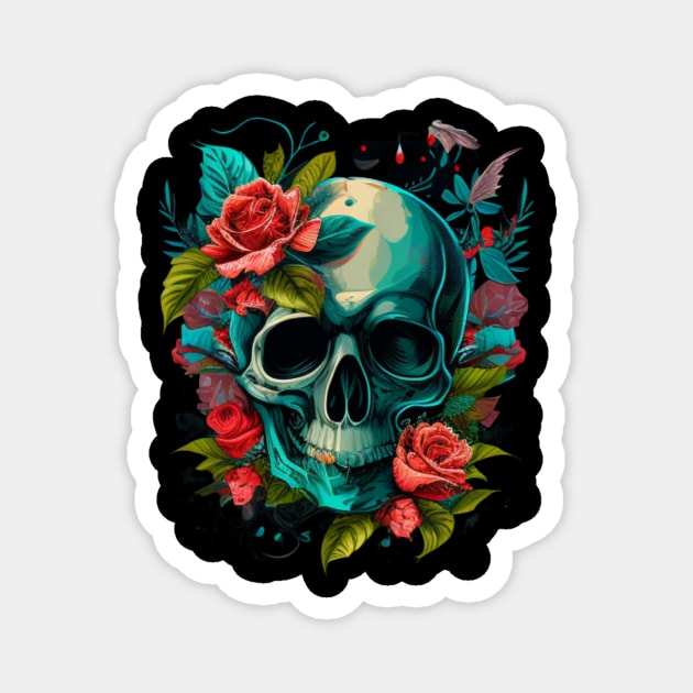 Flower skull Magnet by Crazy skull