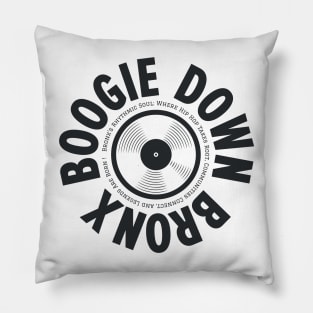 Boogie Down Bronx Hip Hop Logo - Vintage Vinyl Record Design Pillow