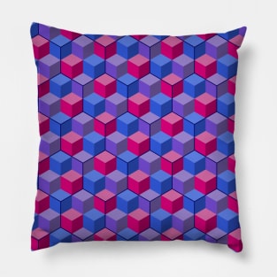 Cubes and Hexagons (Pink, Purple, Blue) Pillow