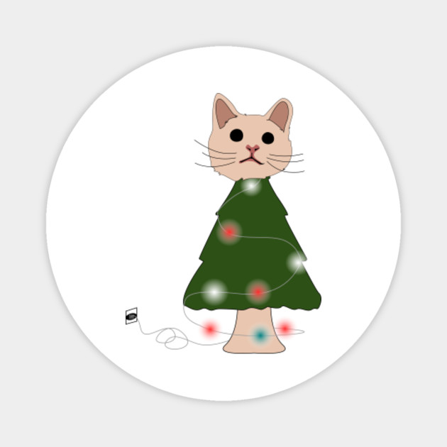 Santa Maine Coon Cat Christmas Tree Light Funny Xmas Cat