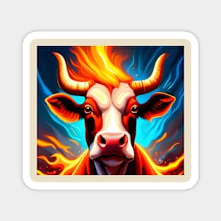 Flaming Cow Magnet