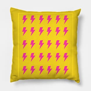 Hot Pink Lightning Pattern on Bright Yellow Pillow