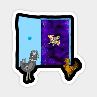 Chickens and the galaxy door Magnet