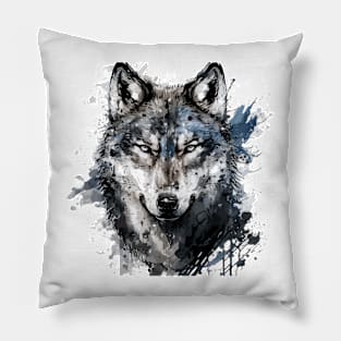 Wolf Portrait Animal Painting Wildlife Outdoors Adventure Pillow