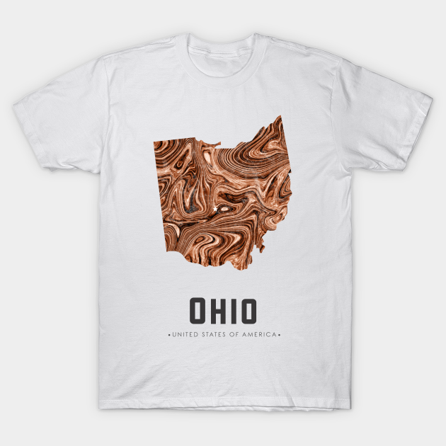 Discover Ohio state map abstract brown - Ohio - T-Shirt