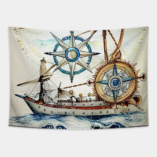 Nautical Illustration Tapestry