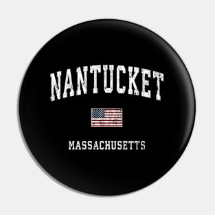 Nantucket Massachusetts Ma American Flag Sports Pin