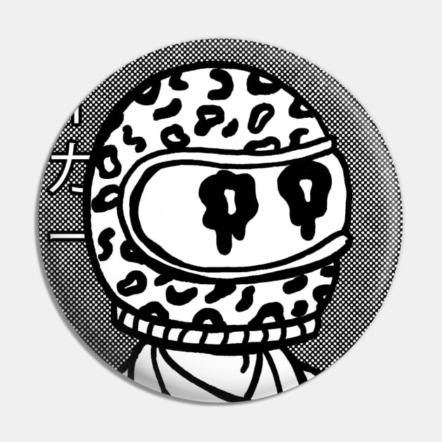 Cheetah Motorcycle Rider Anime Manga Inspired Illustration Pin by Awful Waffle Press