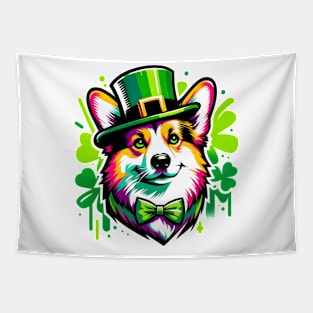 Pembroke Welsh Corgi Celebrates Saint Patrick's Day Tapestry