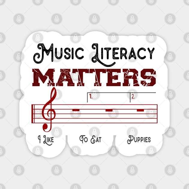 Music Literacy Matters I Like To Eat Puppies, music teacher Halloween, Oktoberfest Magnet by mostoredesigns