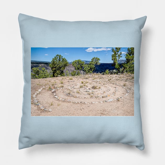 Labyrinth at Montoso Campground Wild Rivers New Mexico Pillow by Debra Martz