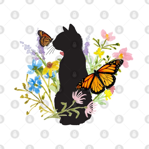 Kitty Cat Butterfly Garden Floral by TLSDesigns