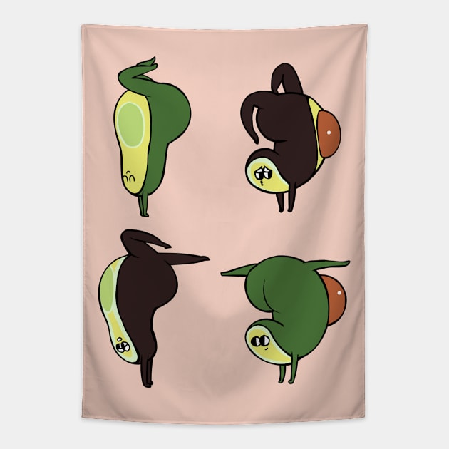 Handstand Avocado Tapestry by huebucket