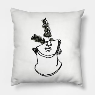 Greek Bust With Greenery Pillow
