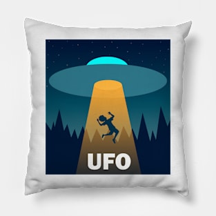 UFO illustration abduction science fiction Pillow