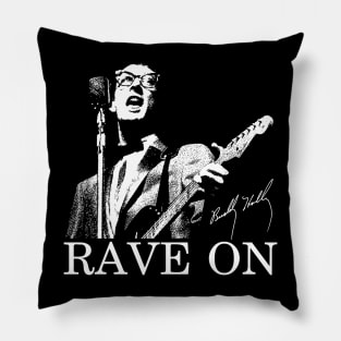 Buddy Singer Guitarist Rave On Holly, Holly Signatur Pillow