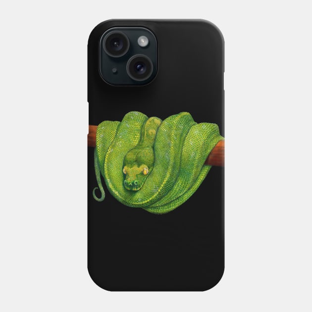 Green Tree Python Phone Case by Tim Jeffs Art