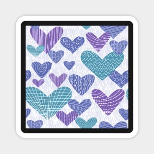 Pantone 2022 hearts in periwinkle, teal and lavender Magnet