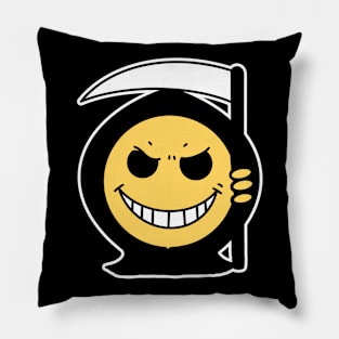 Smiley Face Emoji Grim Reaper Pillow