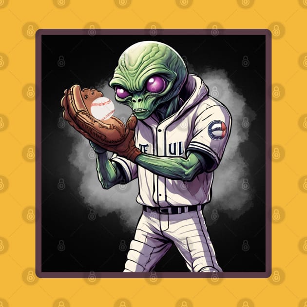 Alien Baseball Player Catching the Ball. by Gone Retrograde