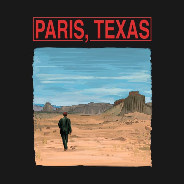 Paris Texas Movie Illustration with Title by burrotees