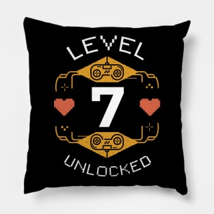 Retro Gaming Level 7 Unlocked Pillow