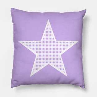 Pale Purple and White Gingham Star Pillow