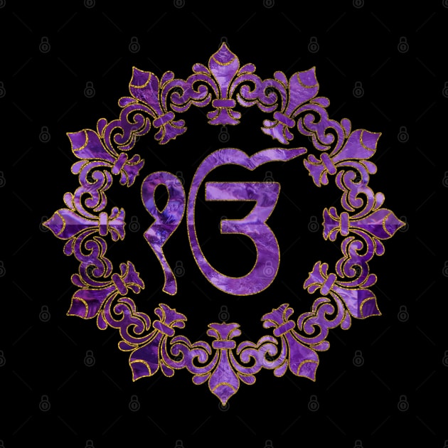 Amethyst and gold Ek Onkar / Ik Onkar symbol by Nartissima