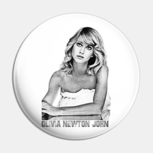 Olivia Newton John-Tribute Design in Black & White Illustration Pin