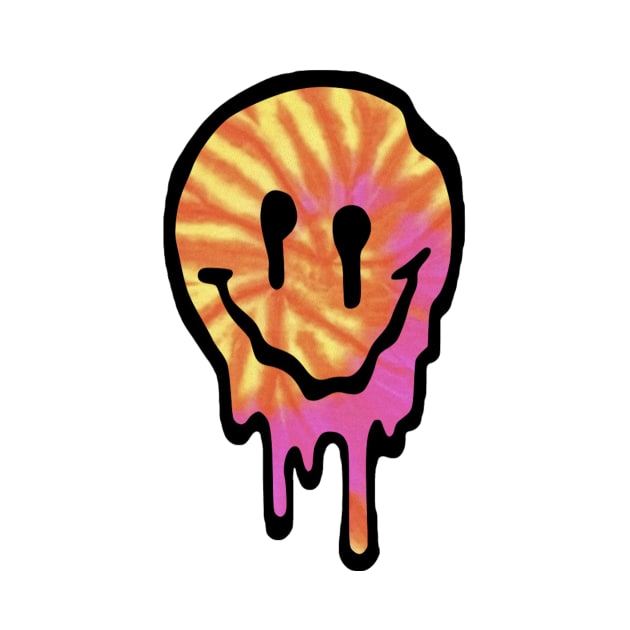 Pink and Orange Tie Dye Drippy Smiley Face by lolsammy910