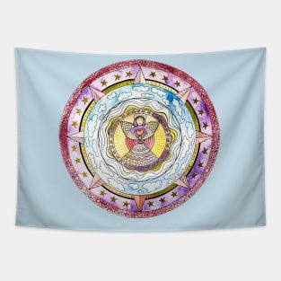 Angel with Stars Watercolor Mandala Tapestry