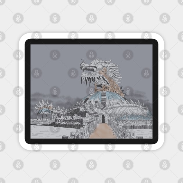 Thuy Tien Lake Abandoned Water Park Illustration Magnet by H. R. Sinclair